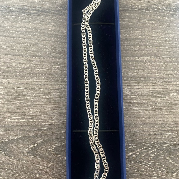 Solid figaro chain neclace 925 sterling silver stamped Italy. - Picture 2 of 3